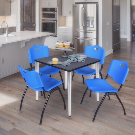Regency Kahlo Square Table & Chair Sets, 30 W, 30 L, 29 H, Wood, Metal, Plastic Top, Grey TPL3030GYCM47BE